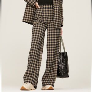 Something Navy Checkered Plaid Wide Leg Pants